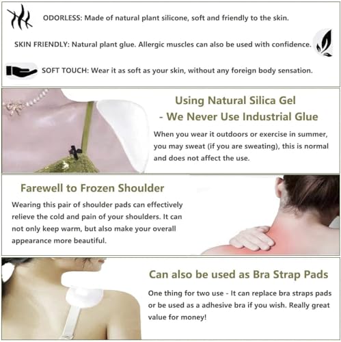 Image of Silicone Shoulder Pads for Womens Clothing, Anti-Slip Shoulder Push-Up Pads Invisible Breathable Enhancer Reusable, 2 Pairs (Pink)