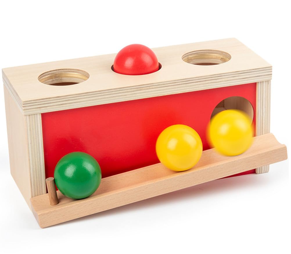 Montessori Boîte de chute de boules en bois, activité d'apprentissage précoce, reconnaissance des couleurs et coordination des bras, cadeau éducatif pour enfants