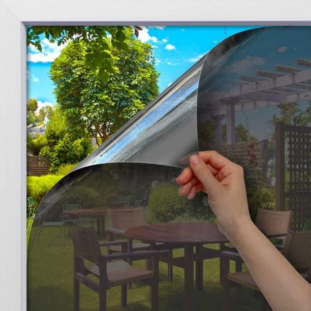 BDF 1SBK - Película para ventana, rechazo de calor estático y privacidad diurna, color plateado y negro, 35.4 pulgadas x 7 pies