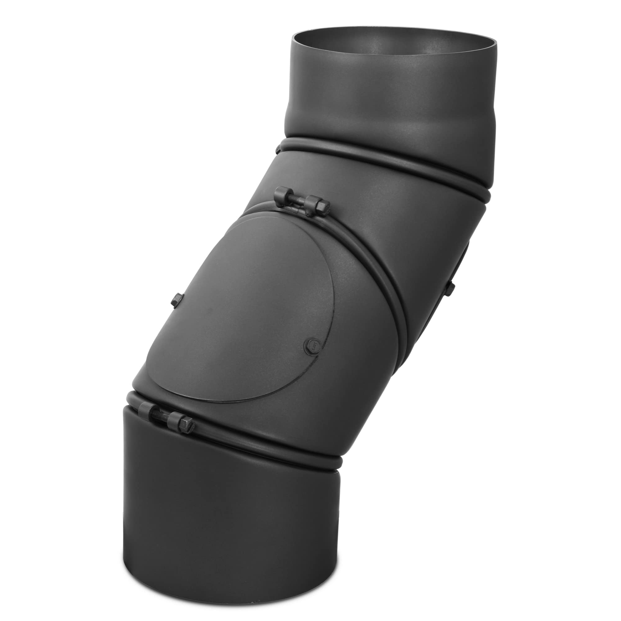 LANZZAS Ofenrohr Multibogen - Ø 150 mm - Farbe: gussgrau | Rauchrohr 4-fach Bogen 0° - 135° mit Tür