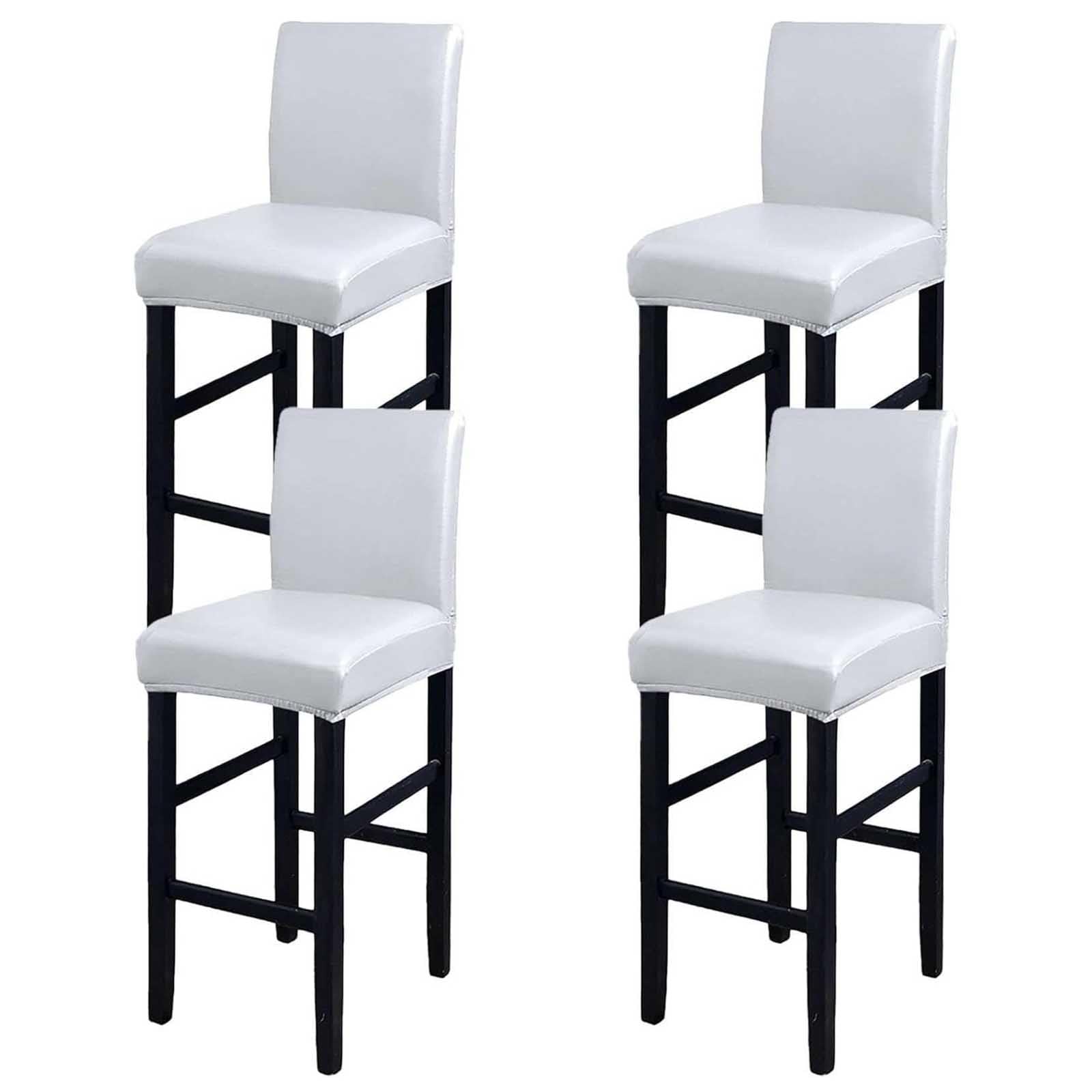 Leomix PU Waterproof Bar Stool Covers, Stretch Removable Barstools Covers, Counter High Leg Low Back Chair Covers, for Cafe Dining Room,G,4pack