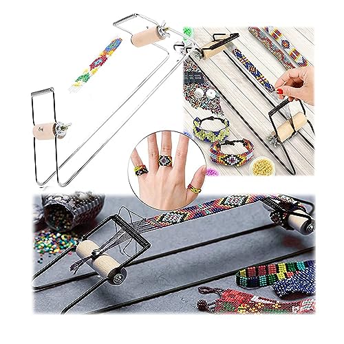 Telar de abalorios, bricolaje tejido de metal hecho a mano máquina de tejer telar de joyería kit de telar de abalorios para principiantes hacer collares, pulseras, manualidades de abalorios de joyería