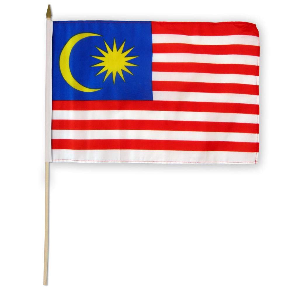 Flags Importer Malaysia Dozen 12x18” Stick Flags, Multicolor