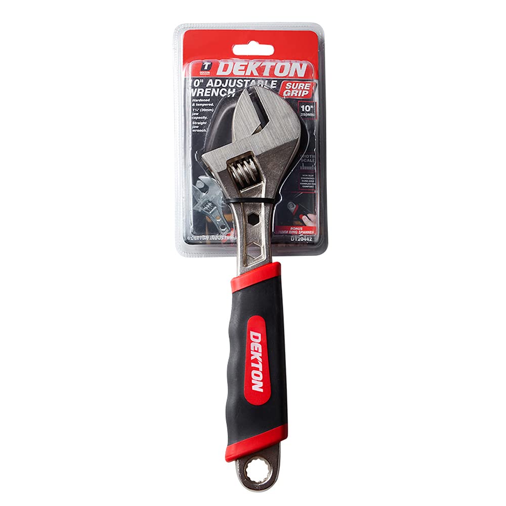 Dekton 10" Sure Grip Adjustable Spanner-1 1/4" Jaw Capacity, Silver, 10-inch - Image 2