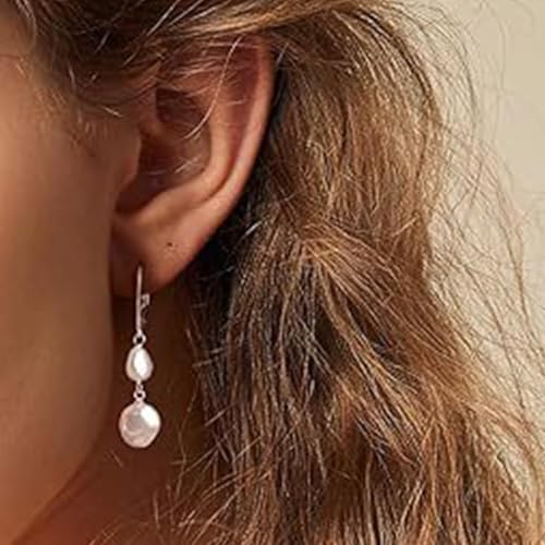 925 Sterling Silver Pearl Dangle Earrings for Women CZ Drop Hook Vintage Earrings Jewelry Birthday Gifts(DBHoop) — view 3