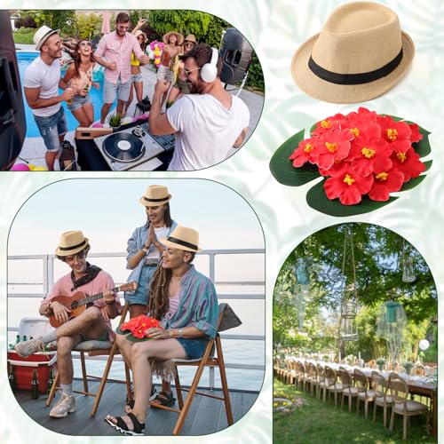 Image of Chicingyou 52 Pcs Havana Night Party Centerpieces Havana Night Wedding Celebration Accessories Party Decoration for Short Brim Cuban Hats Flags for Men Women