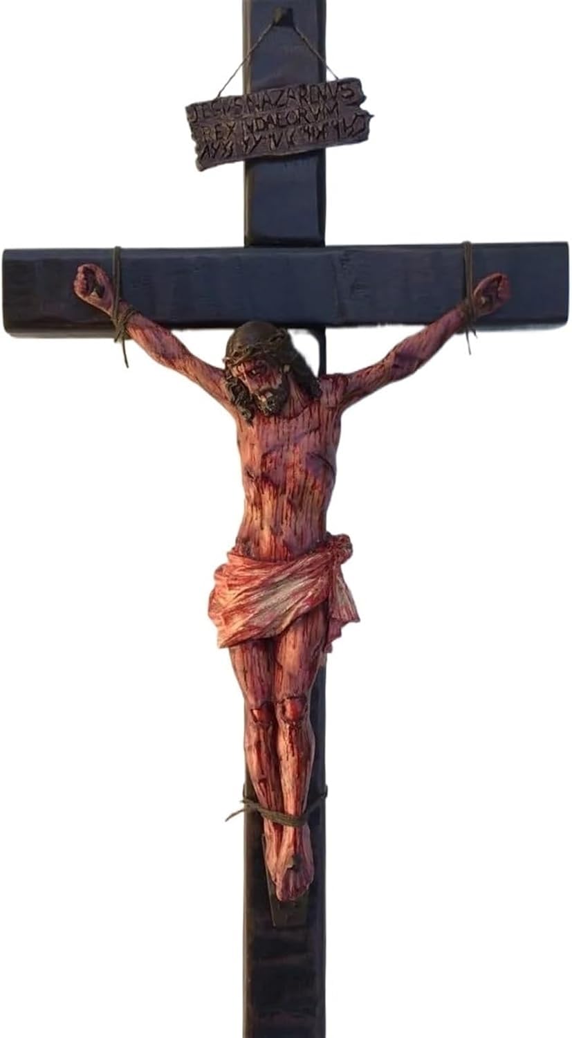 Crucifijo realista herido artesanal que inspira devoción y meditación profunda en casa