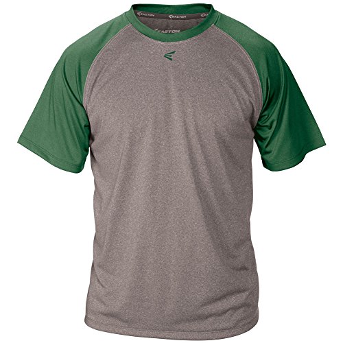 Easton Men's Short Sleeve Raglan Performance Shirt, Athletic Heather/Green, Small