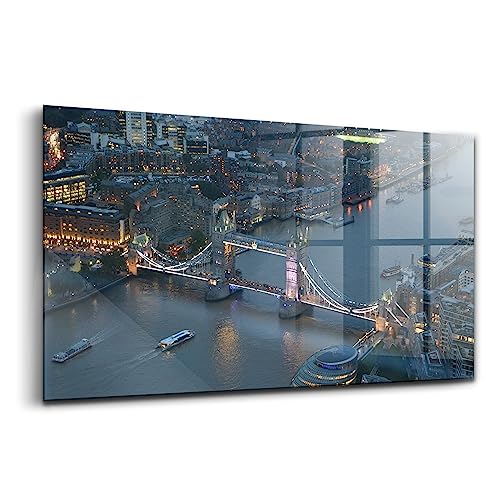 Verre d'art Tower Bridge London la nuit 120x60cm tableau premium moderne