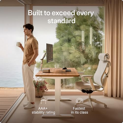 Image of Desktronic HomePro Standing Desk 72x30 - Made in Europe, Ergonomic Sit Stand Home Office Desk, Electric Height Adjustable, Dual Motor, USB & USB-C Charging, Wobble-Free, Touchscreen, 3 Memory Presets