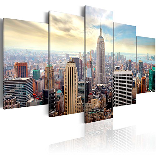 murando - Cuadro en Lienzo 200x100 cm Impresión de 5 Piezas Material Tejido no Tejido Impresión Artística Imagen Gráfica Decoracion de Pared Ciudad New York 030211-63