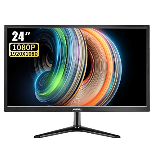 JOHNWILL Monitor HD de 23,8 pulgadas, 1920 x 1080 60 Hz, pantalla panorámica para gaming, pantalla panorámica (montaje en pared), antideslumbrante, color negro