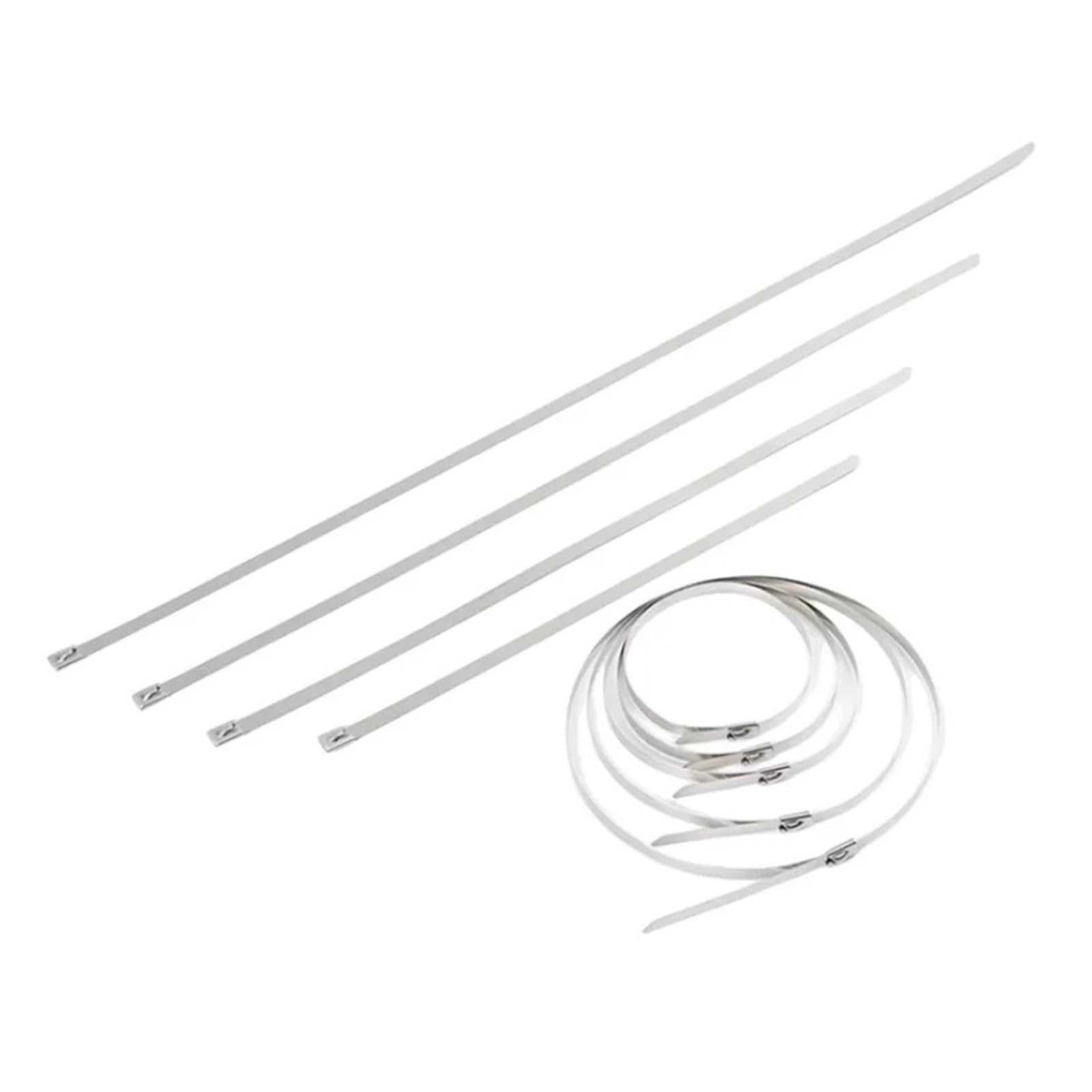 50 Stück 4,6 mm beschichtete Edelstahl-Metallkabelbinder, multifunktionale Metall-Kabelbinder zur Auspuffumwicklung(4.6x1000mm)