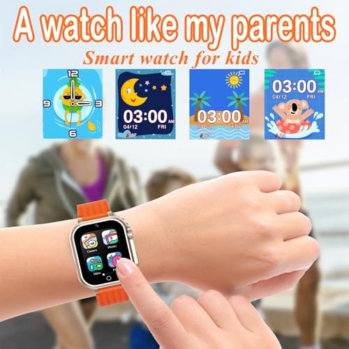Image of Kids Smart Watch, Girls Boys Smartwatch with 26 Games Camera Video Recorder Player,Pedometer,Birthday Learning Toys Gifts for 4-10 Years Children (Orange)