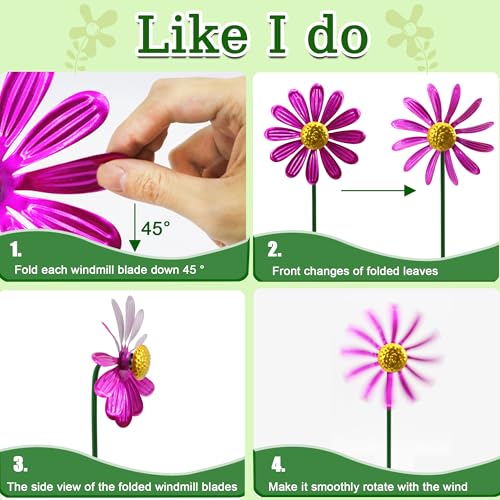 50% Off 5pcs Metal Flower Wind Spinners for Garden Decor