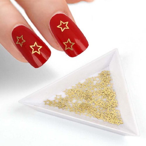 BMC 120pc Flexible Gold Metal Bow w/ Tails Cut Outs Nail Art Decorative Confetti