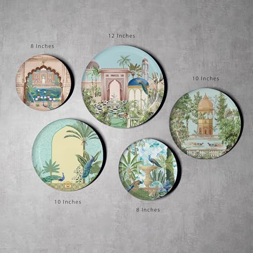 Image of Ethereal India Wall Plates- Elegant Metal Wall Decor Set for Living Room, Bedroom & Office | Decorative Wall Art & Home Decor Gift Items | Unique Gifts Ideas for Men & Women | Set of 5