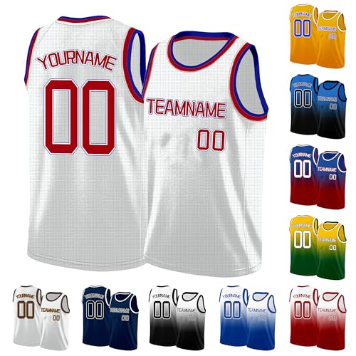 Image of Custom Basketball Jersey for Men - Personalized Name & Number, Embroidered or Printed, Athletic Shirt for Kids, Boys & Youth