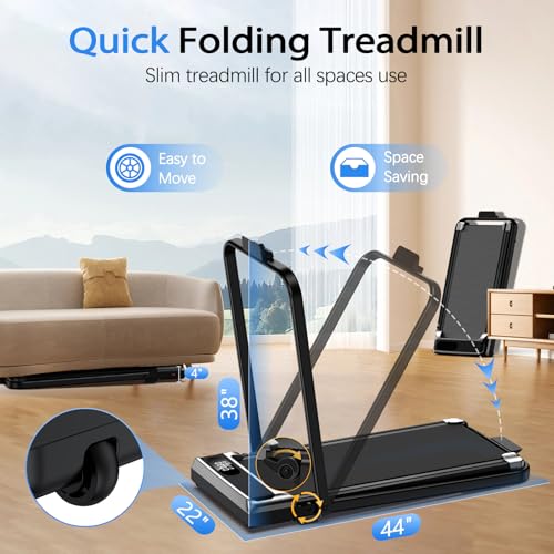 Image of AoraPulse Portable Foldable Treadmills for Home, Small Folding Treadmill for Home Office with 300 LBS Capacity, Walking Running Exercise Electric Compact Treadmill with LED Display