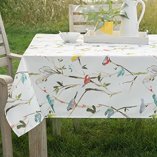 Benson Mills Spillproof Spring/Summer Fabric Indoor Outdoor Tablecloth, Outdoor Table Cloth for Rectangle Tables, Picnic/Patio Table Covers (60" x 84" Rectangular, Menagerie)