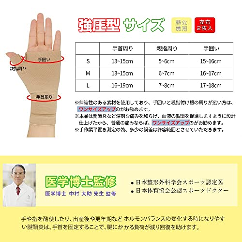 BIG masow 手首用サポーター 固定 女性 親指 手首 段階着圧設計【強圧型】 軽量 男女 左右兼用 腕 肌色 手首サポーター 親指の固定 親指付け根サ 付け根 関節 マウス 通気 スポーツ 家事 2枚セット(ブラック, S)