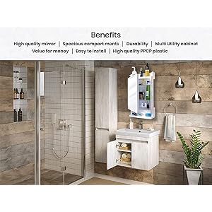 M Morris Rich Look |Bathroom Cabinet Mirror| Bathroom Cabinet with Mirror| Bathroom Accessories| Bathroom Mirror with Storage| Bathroom Shelf Washroom and Wall Hanging Mirror (White) M Morris Rich Look |Bathroom Cabinet Mirror| Bathroom Cabinet with Mirror| Bathroom Accessories| Bathroom Mirror with Storage| Bathroom Shelf Washroom and Wall Hanging Mirror (White)