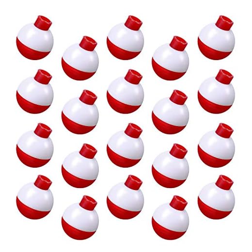 Fishing Float 1 Inch Fishing Float Push Button Snap-on Floats Red and White Bobber Fishing Tackle, 20 Packs