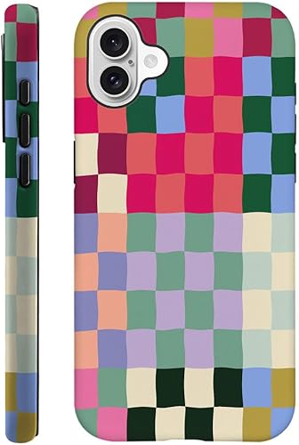 Vista 128 de SEized Funda compatible con iPhone 14 Pro Max, funda colorida de tablero de ajedrez para niñas, mujeres, niños y hombres, funda de protección