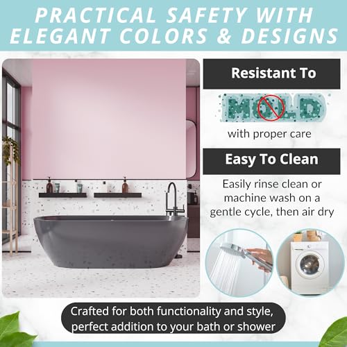 Image of ENKOSI Bath Mat - Large Non Slip Bathtub & Shower Mat - Extra Long 40 X 16 Inch Bathroom Mats for Tub Nonslip Anti Slip Bathmats (40X16 Clear Pink 1-Pack)