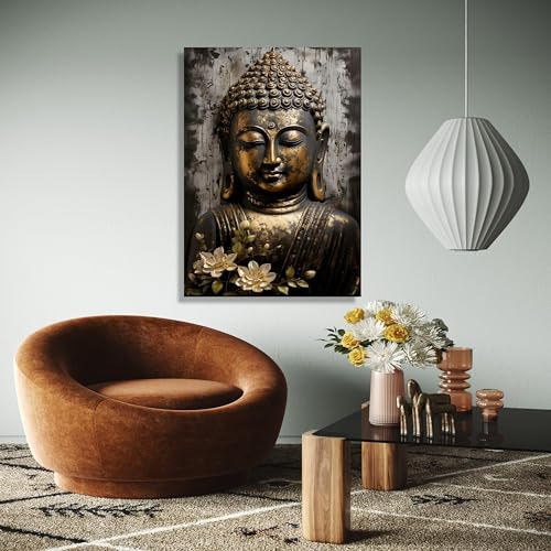 Décoration murale Bouddha visage serein tableau de salon - 2