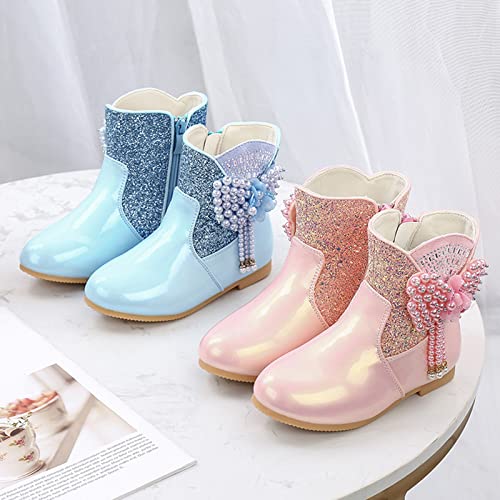 Toddler Ankle Shoes Short Boots Winter Plush Cotton Boots High Heel Lace Bowknot Side Zipper Lined Tall Winter Boots3