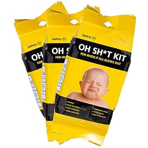 Safety 1st Oh Shit Kit – with Changing Pads, Wipes and More for Accidents on The Go – Funny and Functional (3-Pack)