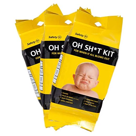 Safety 1st Oh Shit Kit - with Changing Pads, Wipes and More for Accidents on The Go - Funny and Functional (3-Pack)