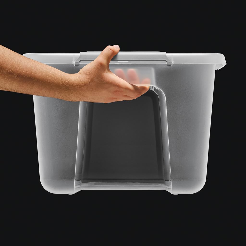 Kreher® Aufbewahrungsbox Transportbox Kleiderbox Kunststoffbox mit Deckel, Stapelbar, lebensmittelecht und BPA-frei in robuster Ausführung! Aus Kunststoff in Transparent. In verschiedenen Größen.