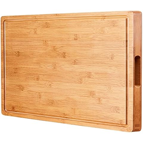 Extra Large Cutting Boards for Kitchen, XXL Reversible Large Bamboo Cutting Board, Carving Board Cheese Board with Deep Groove, Kitchen Chopping Board for Meat, Vegetables, Fruit, Turkey Cover