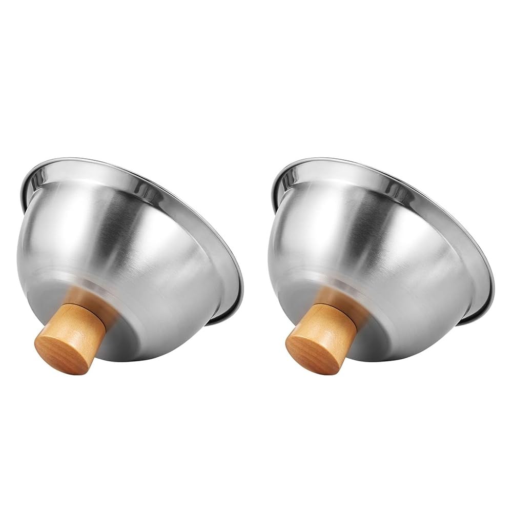 Hndhbfgrt Ideal for Cooking and Steaming 2-Piece Stainless Steel Burger Covers with Bamboo Handles for Hamburgers, Steaks and Bacon