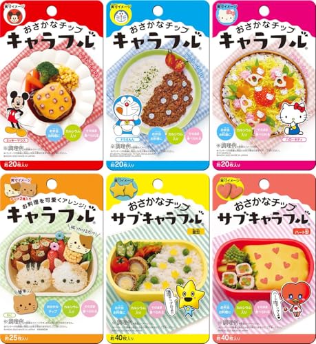 キャラフル サブキャラフル おさかなチップ 6種セット 各1袋 アソートセット 【ミッキーマウス・ドラえもん・ハローキティ・ねこ・星形・ハート型】