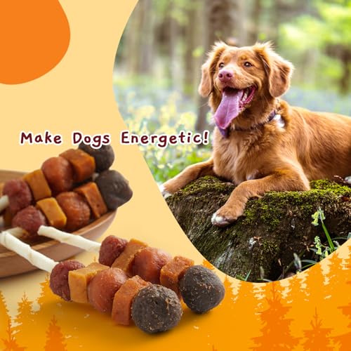Image of Jungle Calling Dog Treats, Multi-Flavor Kabob Dog Snacks, Edible Dog Kabobs, Made with Chicken, Duck, Beef, Sweet Potato and Pumpkin, Rawhide Sticks for Dogs