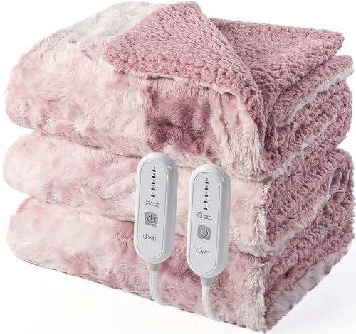 Dowin Heated Blanket Queen Size,Faux Fur Electric Blanket 84x90Inch,Pink - image 1