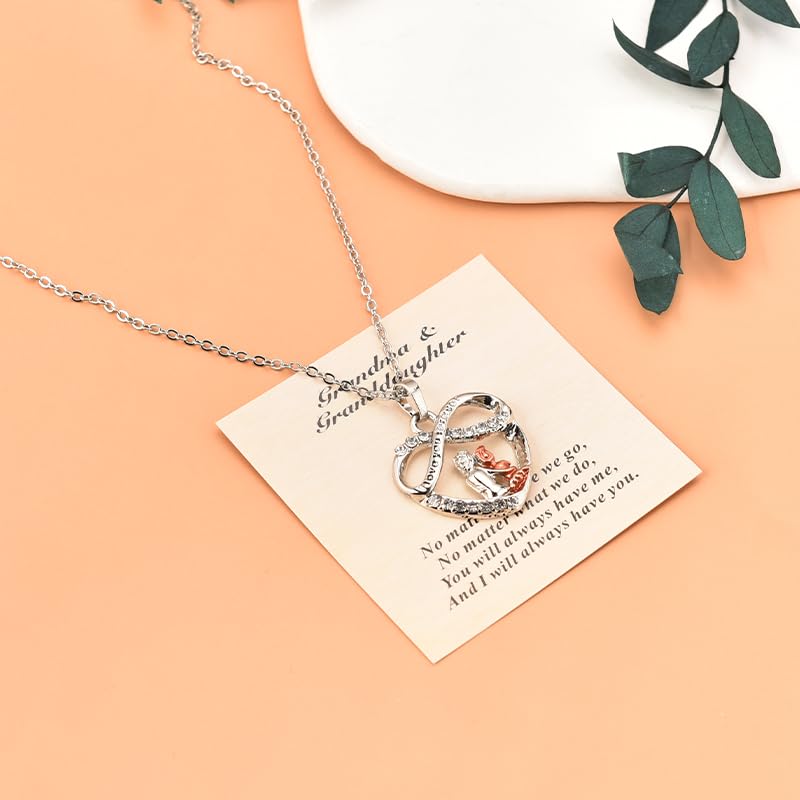 Grandma's Heart Necklace for Granddaughter & Nana - Long Distance Gift with Card4