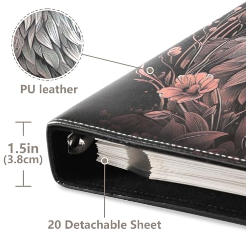 Álbum de Fotos Auto Adhesivo DIY con Cubierta de Piel PU Floral Lobo, 3 Anillas, 40 Páginas 8x10 para Recuerdos miniatura 4