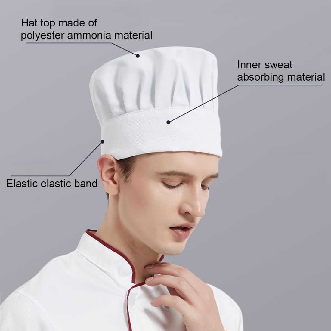 Cappello Cucina Chef Cuffia 2 Pezzi Morbidi Lavabili