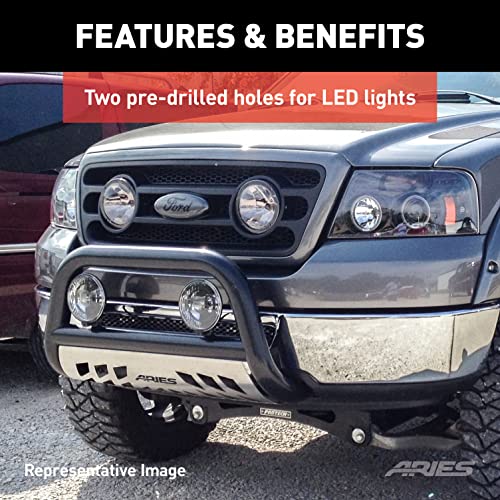 Image of ARIES 35-4017 3-Inch Polished Stainless Steel Bull Bar, No-Drill, Select Chevrolet Silverado, GMC Sierra 1500