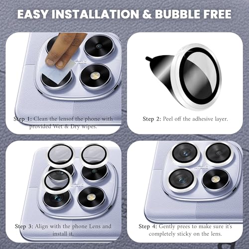 Image of FIRST MART Camera Lens Protector for Redmi Note 14 Pro Tough HD Individual Aluminum Alloy Lens Ring Cover, Scratch Resistant, Thin Glass| Silver, 1 Pack
