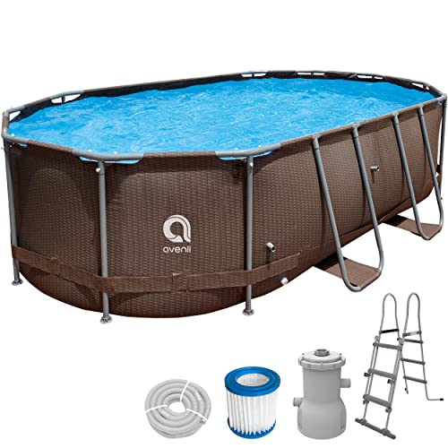 Avenli Pool 427 x 275 x 100 cm Stahlrahmen Aufstellpool Komplettset mit Leiter Filterpumpe Schläuchen und…