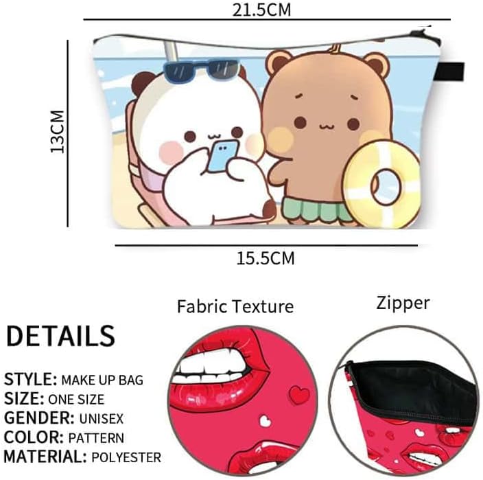 Yiakikio Cosmetic Bag Makeup bags for women,Small makeup pouch Travel bags for toiletries waterproof Bubu Dudu bears Pattern (18) image 3