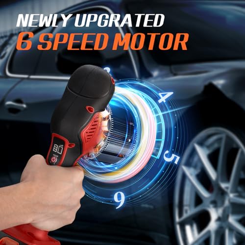 Image of Protmex Cordless Car Buffer Polisher w / 2x2000mAh 21V Batteries, 6 Inch Car Buffer Waxer Kit, Car Polishing Machine w /Extra 18 PCS Attachments & 6 Variable Speed (Red)