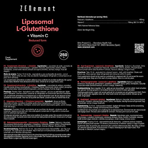 Liposomaal L-Glutathione, Vitamine C, 250 ml | Verlaagd tot 98%, Dragon Fruit en Mango Flavour | Maximale biologische… - Image 3