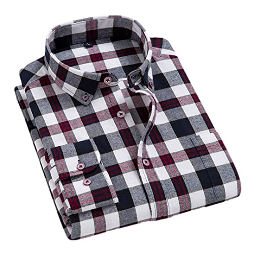 Chemise à carreaux homme flanelle coton rouge vêtement rétro mi-saison confortable