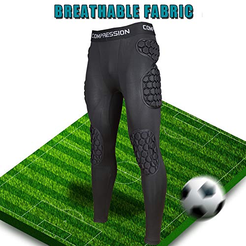 Shinestone Erwachsene Herren Torhüter-Rüstung BodyShield Gepolsterte Kompressionshose mit Schwamm-Protektor für Fußball Baseball (Hose-03, Small)
